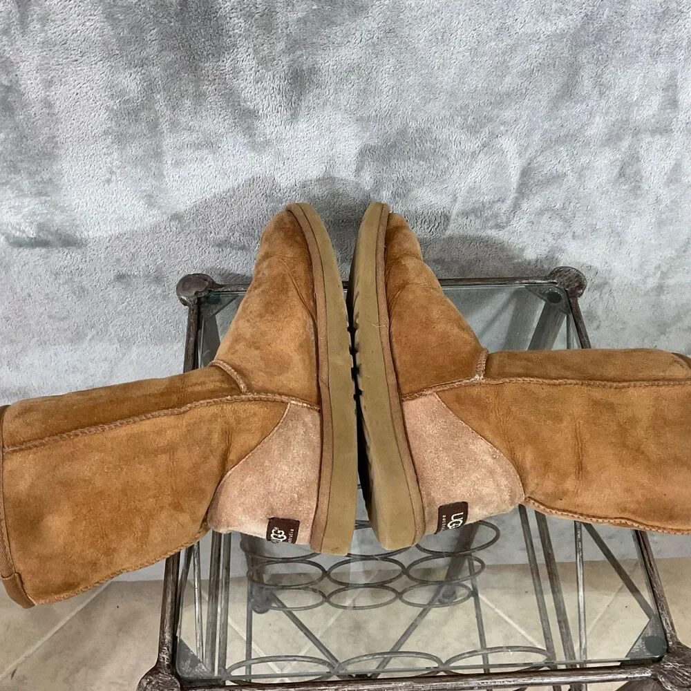 UGG AUSTRALIA Classic sherpa Boots Women's 7 Chestnut Sherpa Leather Suede 5825